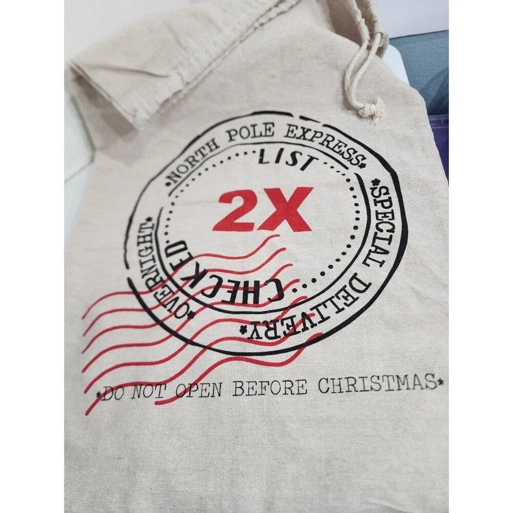 North Pole Express Special Delivery Santa's Gift Draw String Sack Bag